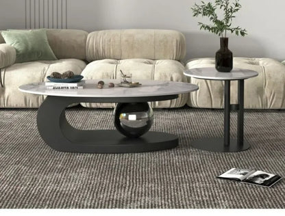 Bright Oval Coffee Tables for Tea Room Italian Rock Slab Easy To Clean Side Table Luxury Tables for Living Room a