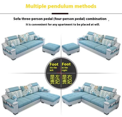 Modern Luxury Three-Seat Home Furniture L-Shape Love Sofa Set with Sponge Filling Fabric Design for Living Room Best Price