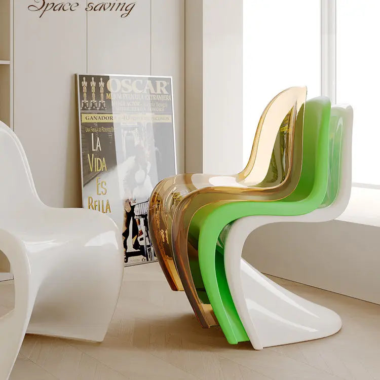 Panton Chair: Artistic Light Luxury Popular Transparent Plastic Chair Nordic Modern Minimalist with Backrest Fit for Home Dining