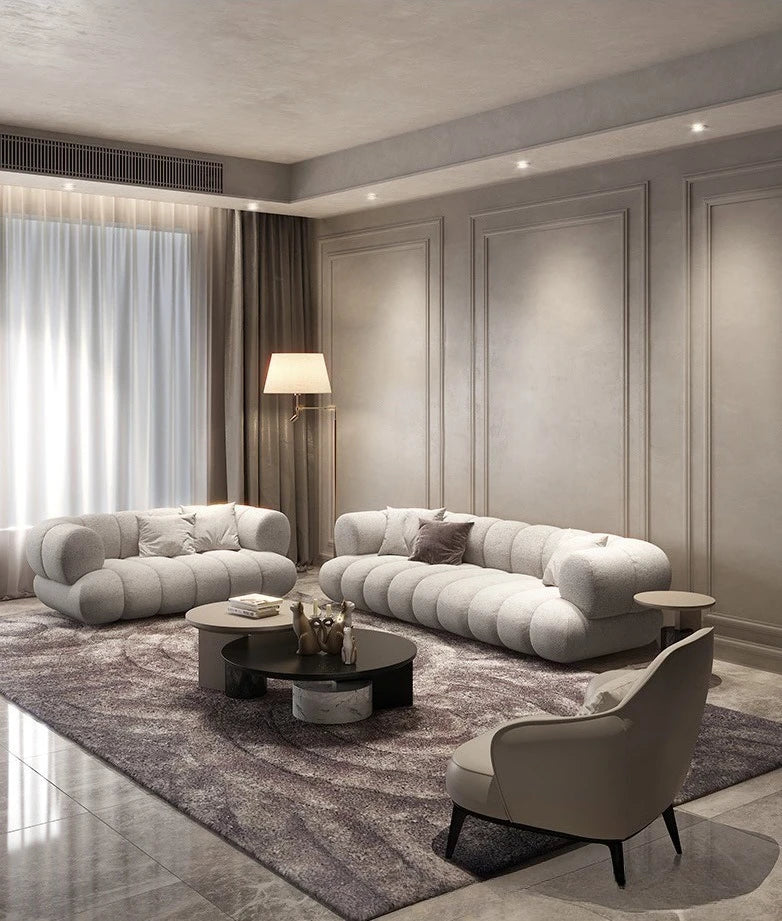 Living room cloud fabric sofa size apartment