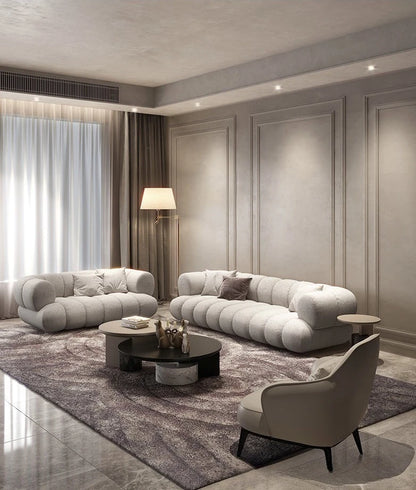 Living room cloud fabric sofa size apartment