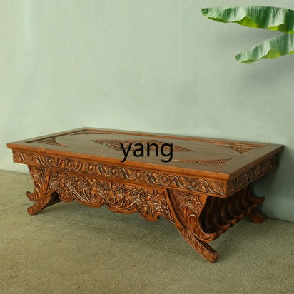 Solid wood carving flower coffee table ancient and modern log furniture old elm coffee table