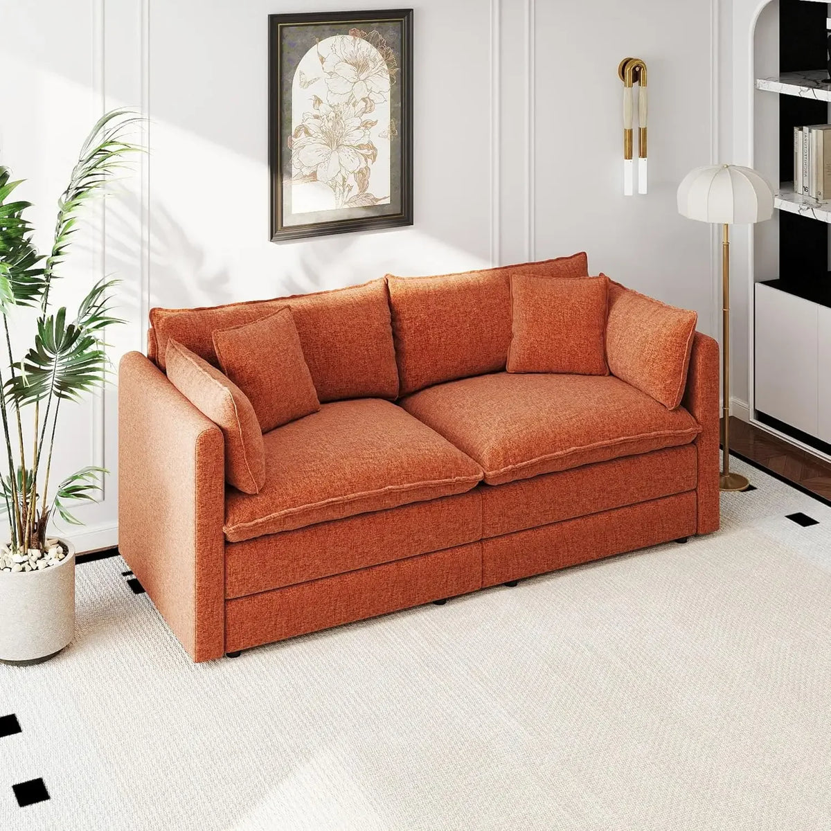 77.16 Inch Deep 2-Seater Sofas Comfy Chenille,Modular Sectional Sofa Modern Convertible Loveseat Couch