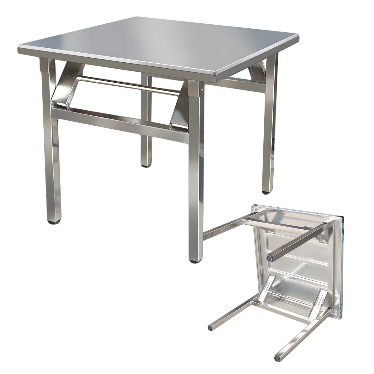 Square Folding Utility Table Home Restaurant Stainless Steel Dinner Tables Outdoor Indoor Portable Foldable Wedding Dining Table