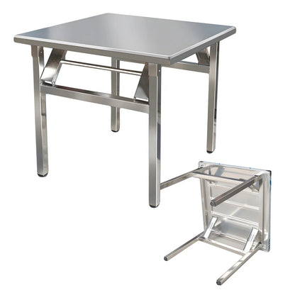 Square Folding Utility Table Home Restaurant Stainless Steel Dinner Tables Outdoor Indoor Portable Foldable Wedding Dining Table