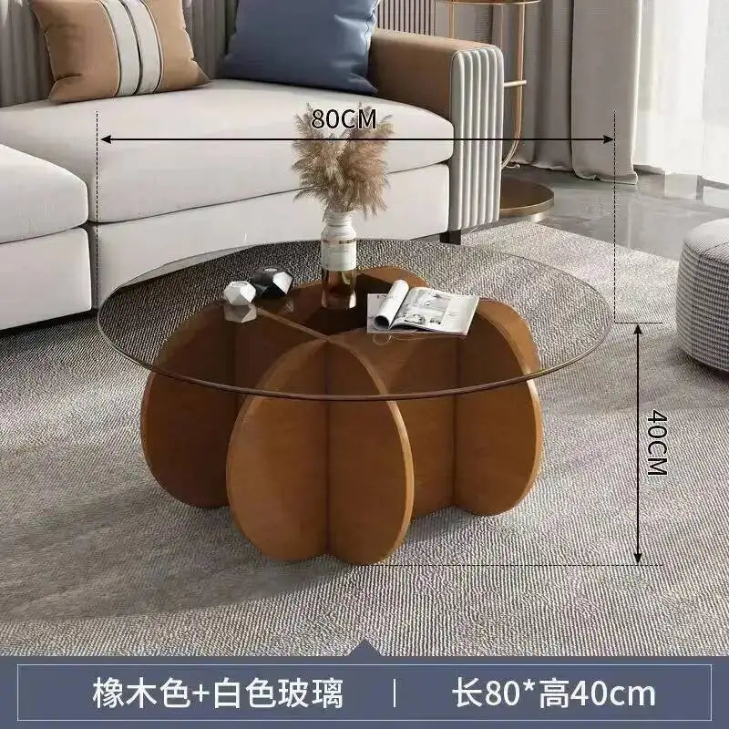 Table basse de salon ronde en verre trempé, design créatif, résistante aux hautes températures, style luxe