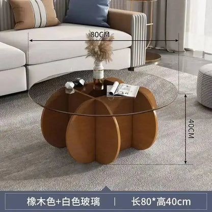 Table basse de salon ronde en verre trempé, design créatif, résistante aux hautes températures, style luxe