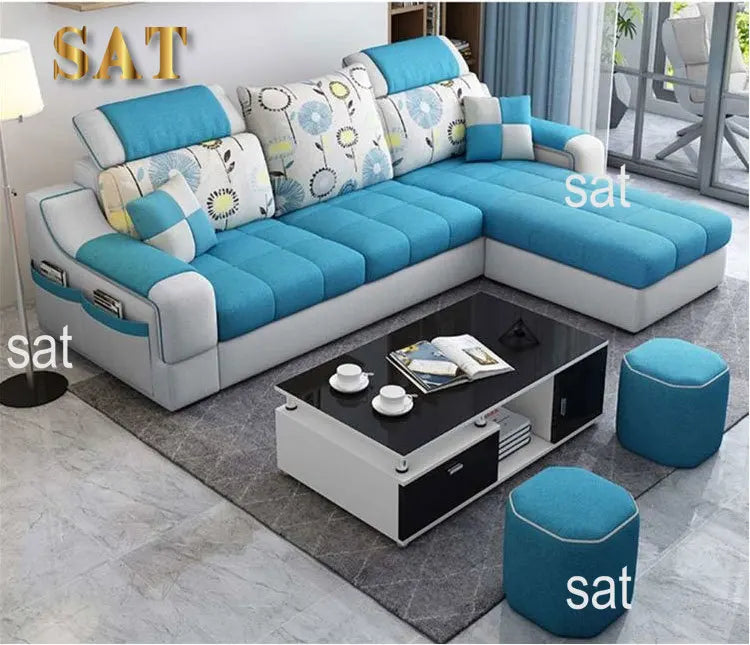 American Style Chaise Couch L Shaped Modular Living Room Synthetic Leather Sofa