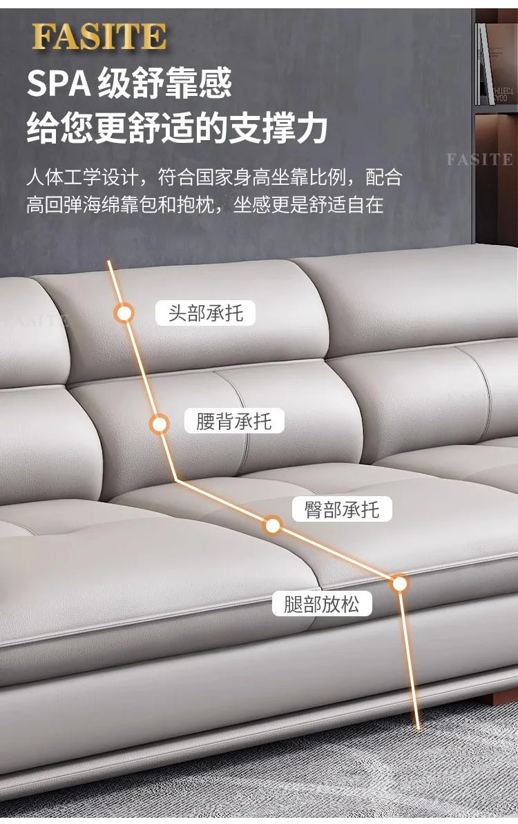 Leather sofa first layer cowhide modern simple size apartment living room left and right concubine leather sofa combination