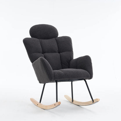 Modern Swing Chair in Teddy Fabric with Tufted Cover Upholstered Seathigh backrest for Living and Bedroom