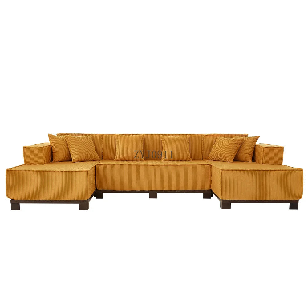 Modern U-Shaped Sectional Sofa 130" Sectional Sofa Upholstered Sofa with RGB LED Light Strip and 6 Pillows for Living Room