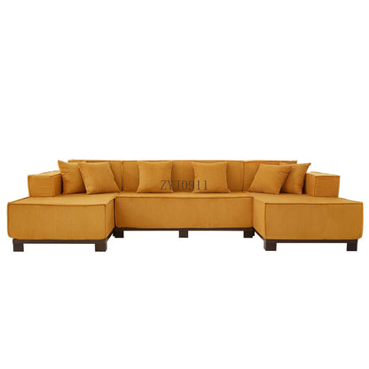 Modern U-Shaped Sectional Sofa 130" Sectional Sofa Upholstered Sofa with RGB LED Light Strip and 6 Pillows for Living Room