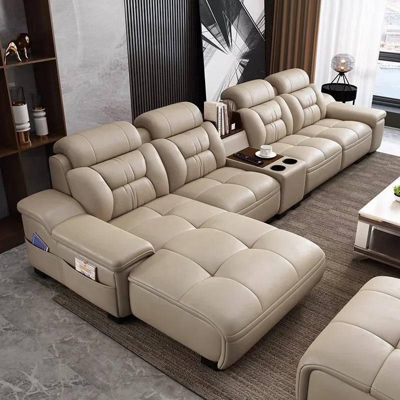 For Modern Luxury Genuine Leather Modular Corner Sofas Beds Sectional L Shape Sofa Couch Set Furniture Living Room Couches