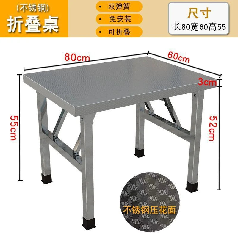 Square Folding Utility Table Home Restaurant Stainless Steel Dinner Tables Outdoor Indoor Portable Foldable Wedding Dining Table