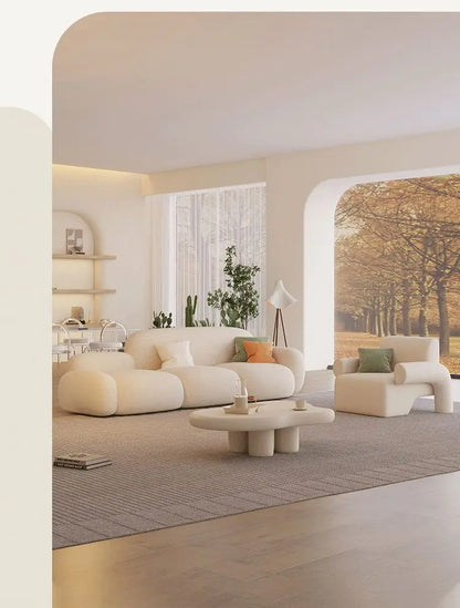 Living room simple modern cream style rental house fabric sofa straight row light luxury bedroom cloud sofa