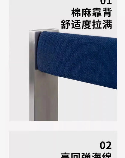 European Style Light luxury Retro Home Use Stainless Steel Dining Chair Advanced Design Living Room Bedroom Leisure Single Chair