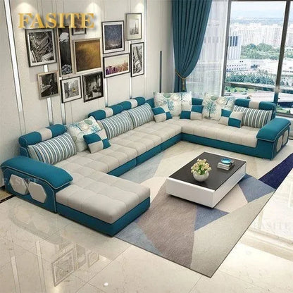 Fabric Big Sofa Set Living Room Furniture Cloth Sofa Modernos Para Sala Sectional Sofa U Shape Corner Couch Grandes Salon