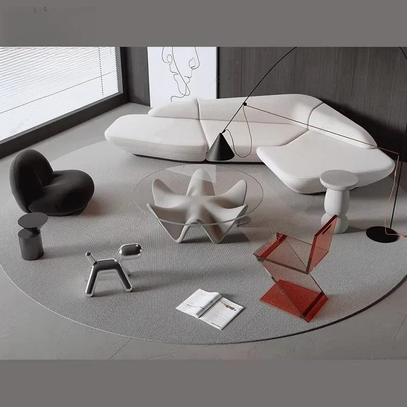 Relaxing Leisure Salon Muebles Furniture Gaming Curved Sofa Reception Modern Designer High Quality Room Decor Living Room Sofas