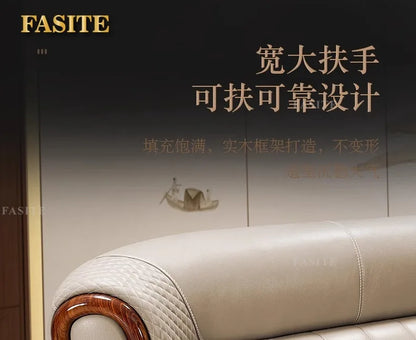 New Chinese ebony leather modern high-end living room home sofa furniture
