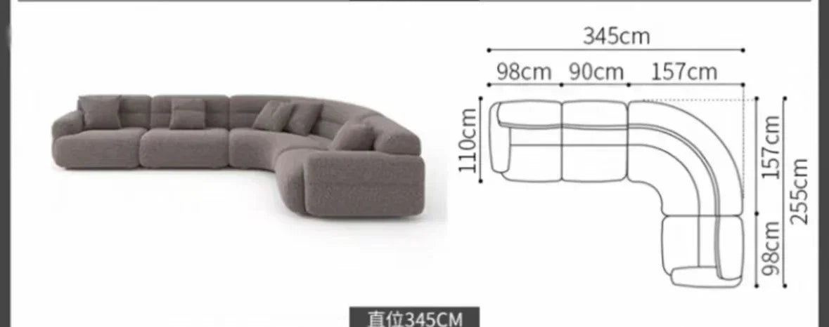 yA38 Italian minimalist corner large arc fabric combination sofa modern beauty salon size apartment