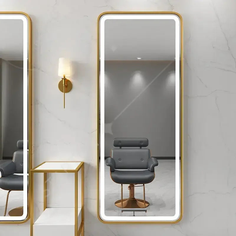Hot Selling Customized Hairdresser Salon Mirrors Barber Station Smart Glass Touch Screen Mirror With Led Light