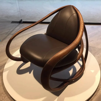 Swing chair Moving walnut rocking chair Italian designer solid wood single sofa recliner