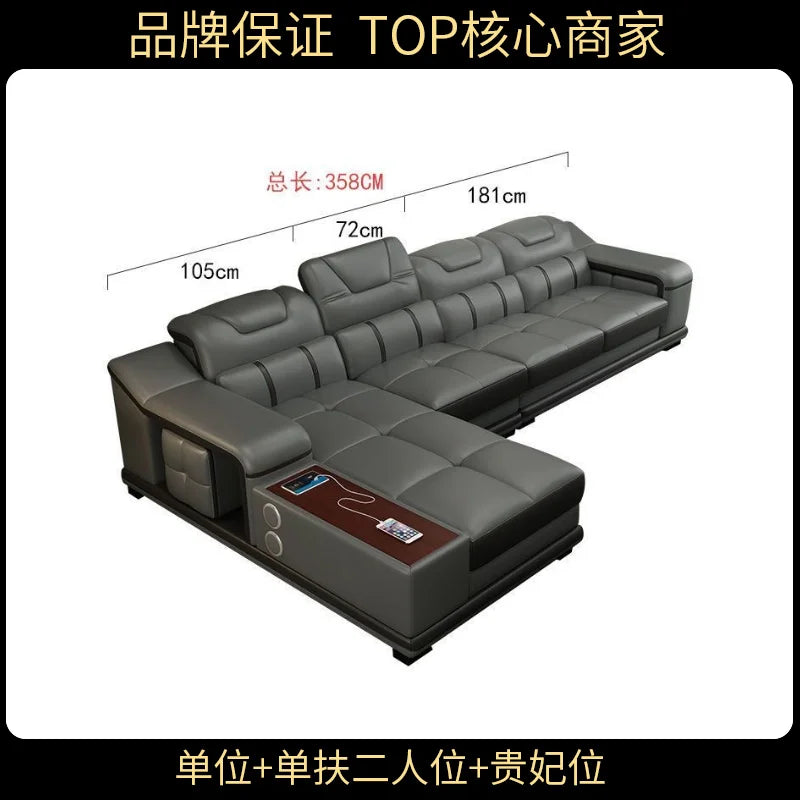 Genuine Leather Luxury Sofas Italian Minimalist Living Room Apartment Sofas Comfortable Straight Chaises De Salon Furnitures