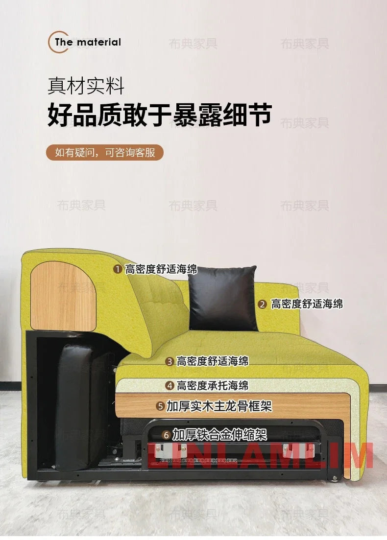 Linlamlim Multifunctional Convertible Sofa Bed, Modern Genuine Leather Folding Marshmallow Couch Cama Living Room Home Furniture