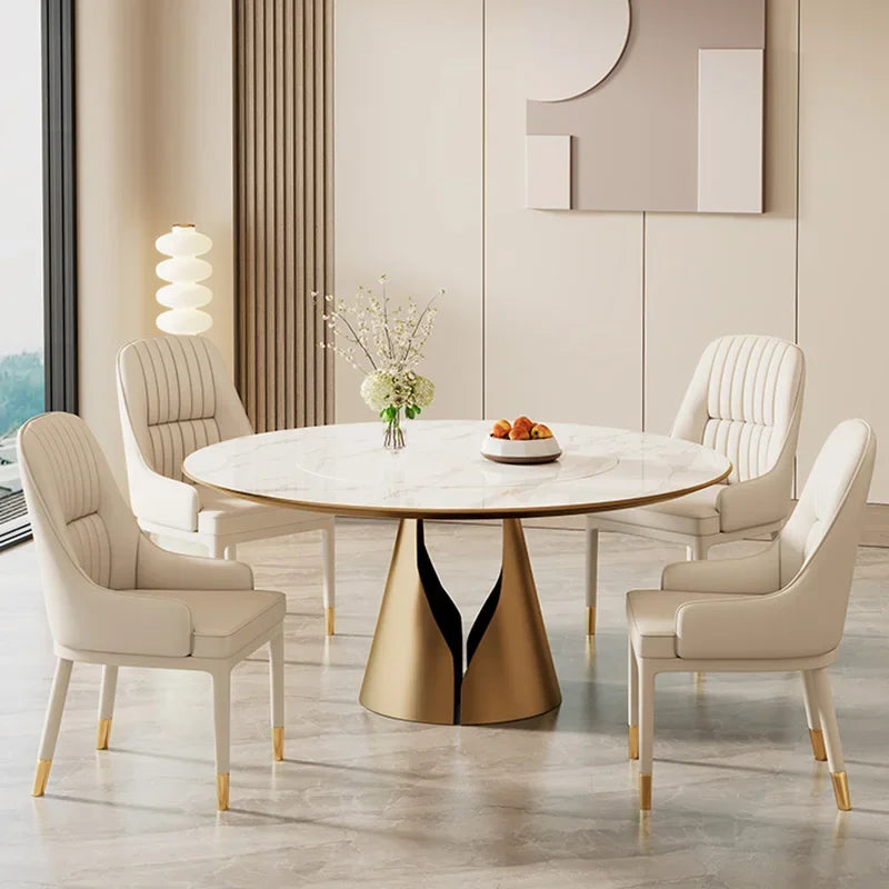 Modern Faux Dining Chairs Kitchen Metal Leather Nordic Home Dining Chairs Luxury European Chaises Salle Manger Furnitures
