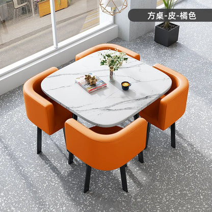 Simple Square Negotiation Table Set, Small Round Table for Shop or Reception, Rest Area Furniture, Space-saving and Elegant