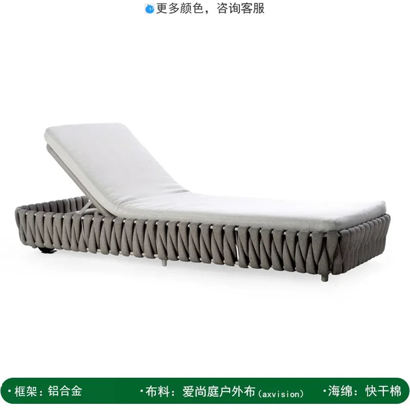 Outdoor Rattan Aluminum Alloy Lounge Bed Leisure Hotel Beach Open-Air Sofa Recliner Set