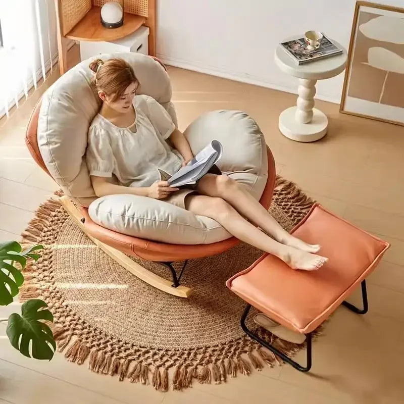 Simple Recliner Wooden Chair Accent Nordic Cheap Bedroom Rocking Living Room Chairs Designer Comfy Fotele Do Salonu Furniture