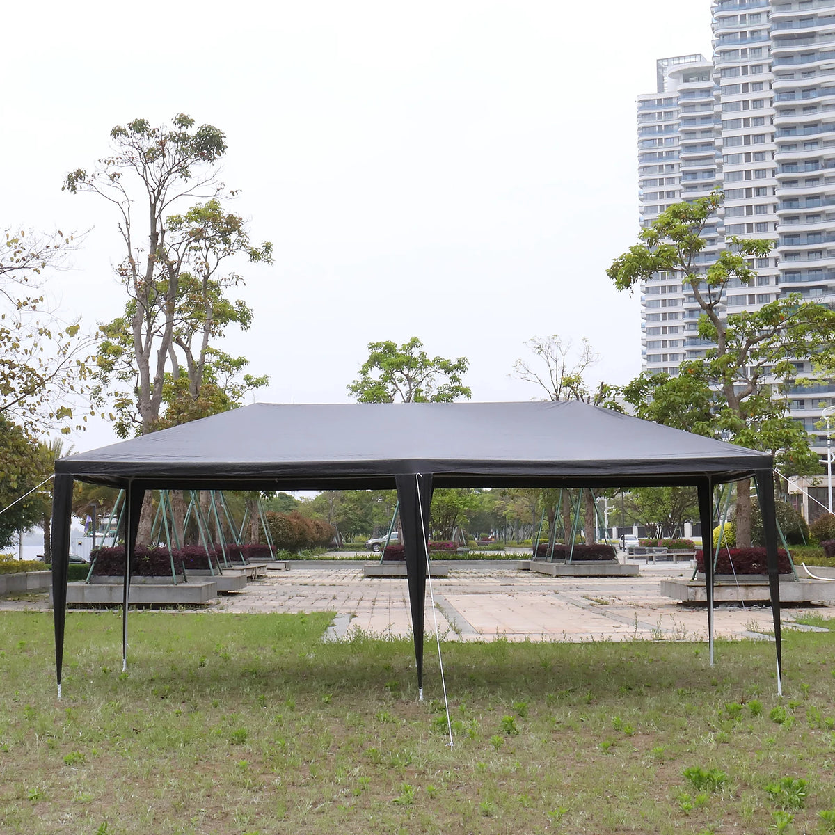 10 x 20 ft Outdoor Party Tent with 6 Removable Sidewalls Waterproof Canopy Patio Wedding Gazebo Heavy Duty Iron Frame Black