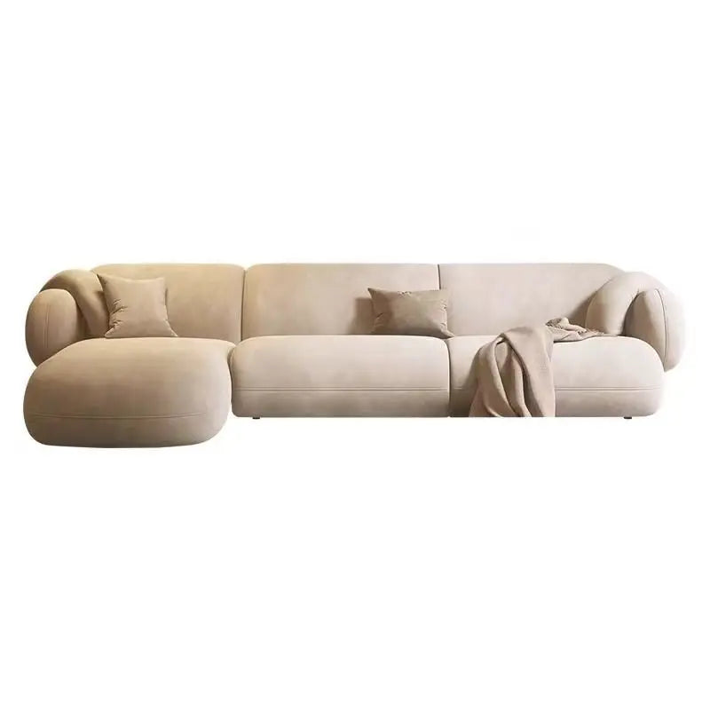 High End Villa Furniture Set Italian Light Luxury Velvet L Shape Corner Sofa Elegant Design Living Room Sofa Set for Wholesale