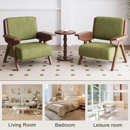 Mid Century Modern Accent Chair, Side Chair, Living Room Chairs, Solid Wood Padding Lounge Arm Chairs, Wood Frame & Soft Cushion