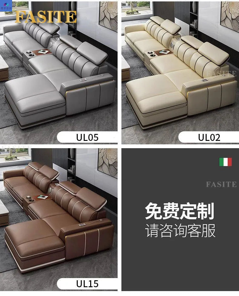 Luxury First-Layer Sofa Classic Light Living Room Size Princess Apartment Straight Row Home Combination