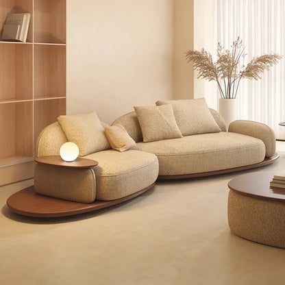 Living Room Coffee Table Designer Creative Three-person Log Style Furniture Modern Simple Modern Morocco Fabric Sectional Sofas
