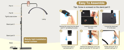Half Moon Floor Standing Fill Light 40W Dimmable For Beauty Salon Beauty Trimming & Massage LED Lighting Fixtures