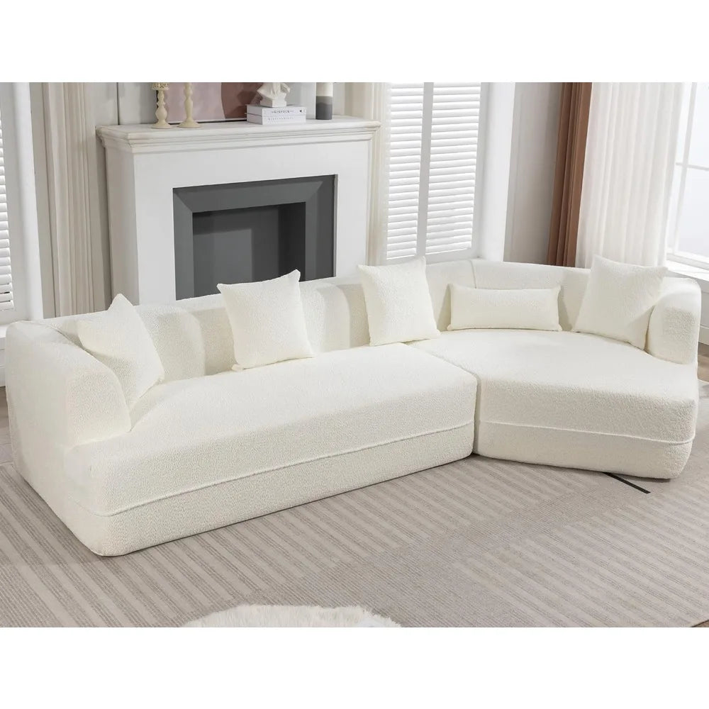 128 Cloud Sectional Couch, Upholstered Couches for Living Room Bedroom, Modern Boneless Modular Sofa with Deep Seat