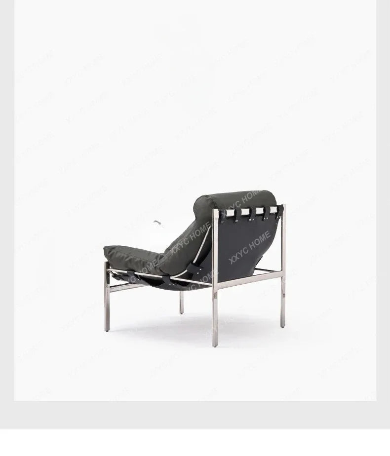 A Italian minimalist leisure chair premium stainless steel retro single sofa chair