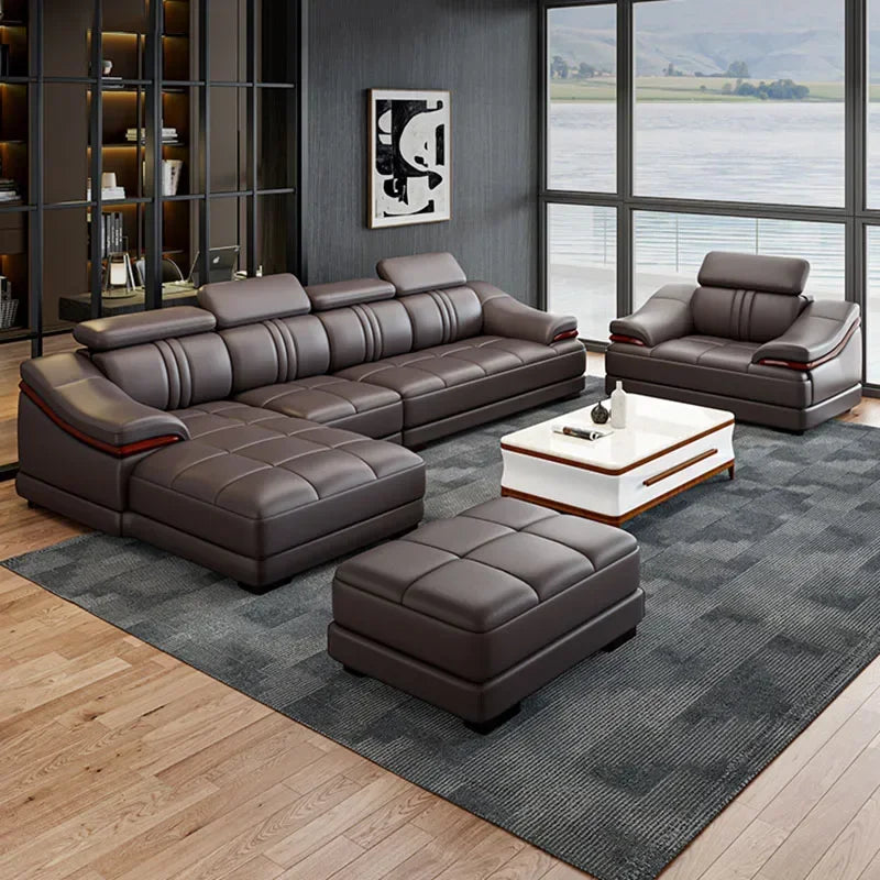 Floor Designer Living Room Sofas Couch Leather Nordic Minimalist Sofas Relaxing Room Decor Sillon Cama Lounge Suite Furniture