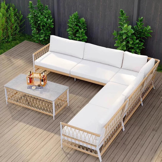 Coffee Table Outdoor Garden Sofas Villa Combination Terrace Waterproof Garden Sofas Hotel Metal Furniture Sofá Jardín MHHYSF