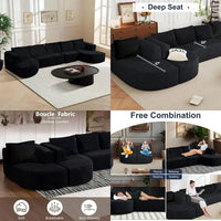 Luxury Oversized 5-Seater Modern Chenille Sectional Sofa for Living Room, Deep Seated Curved Cloud Couch, Modular Sofa Design