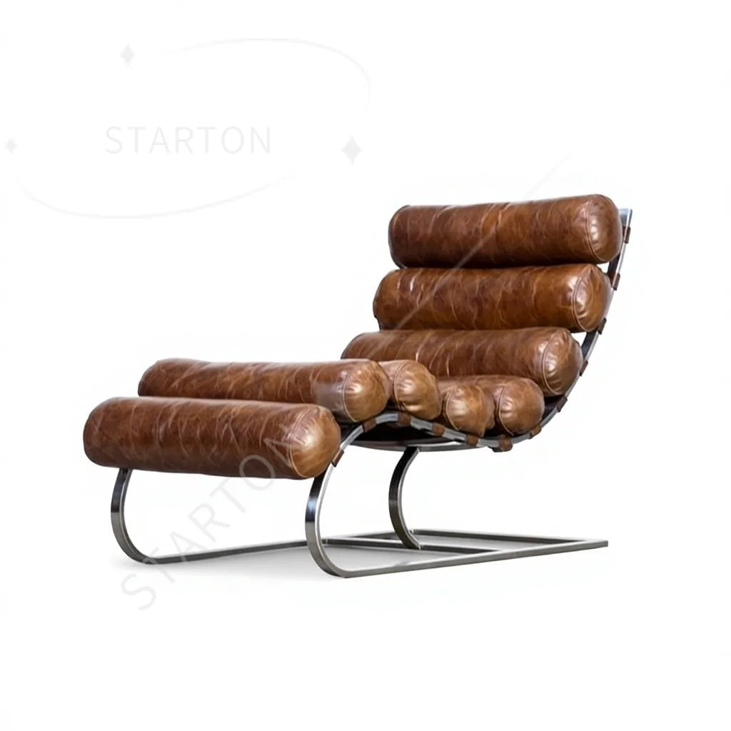 Italian Genuine Leather Recliner Chair Minimalist Living Room Furniture for Home Hotel