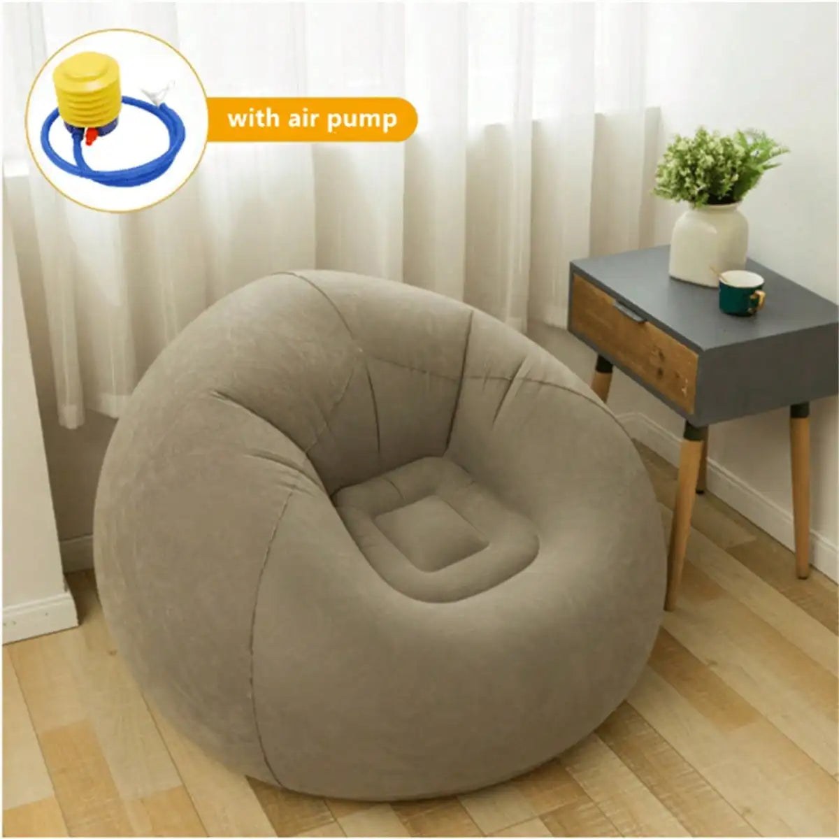 Large Slouchy Inflatable Sofa Chair: PVC Lounger for Indoor Living Room & Outdoor Camping