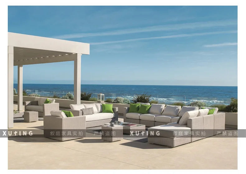 Outdoor rattan sofa combination waterproof and sun protection outdoor leisure courtyard villa balcony terrace sunroom