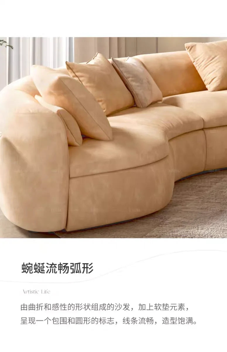 Nordic leather curved sofa designer minimalist special-shaped corner technology creative sofa02A
