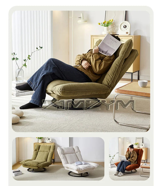 360° Rotation Fabric Rotating Sofa Chair for Living Room Balcony with Adjustable Backrest Lazy Sofa Leisure Chairs