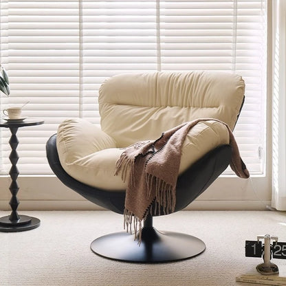 Single Eggshell Swivel Lounge Chair, Upholstered Accent Chair with 360 Degree Metal Base Chai for Bedroom, Living Room Relation
