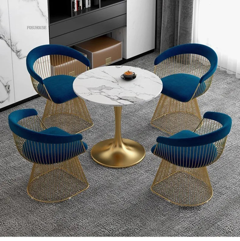 Nordic Designer Living Room Chair for Hotel Lobby Small Apartment Hollow Back Chairs Senior Leisure Creative Armchair for Cafe T